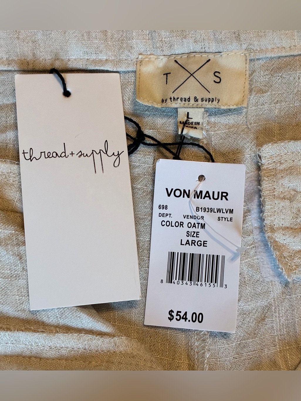Thread Supply Nwt Wide Leg Trousers Cream Linen Blend Lightweight Dress Pants L — image 5 of 8